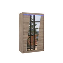 Tolóajtós gardrób Tükörrel és LED világítással ellátott tolóajtós szekrény TEXAS 120 - Trüffel Trüffel