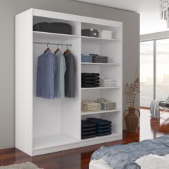 Tolóajtós gardrób Tolóajtós szekrény tükörrel és LED világítással TOM 180 - Trüffel