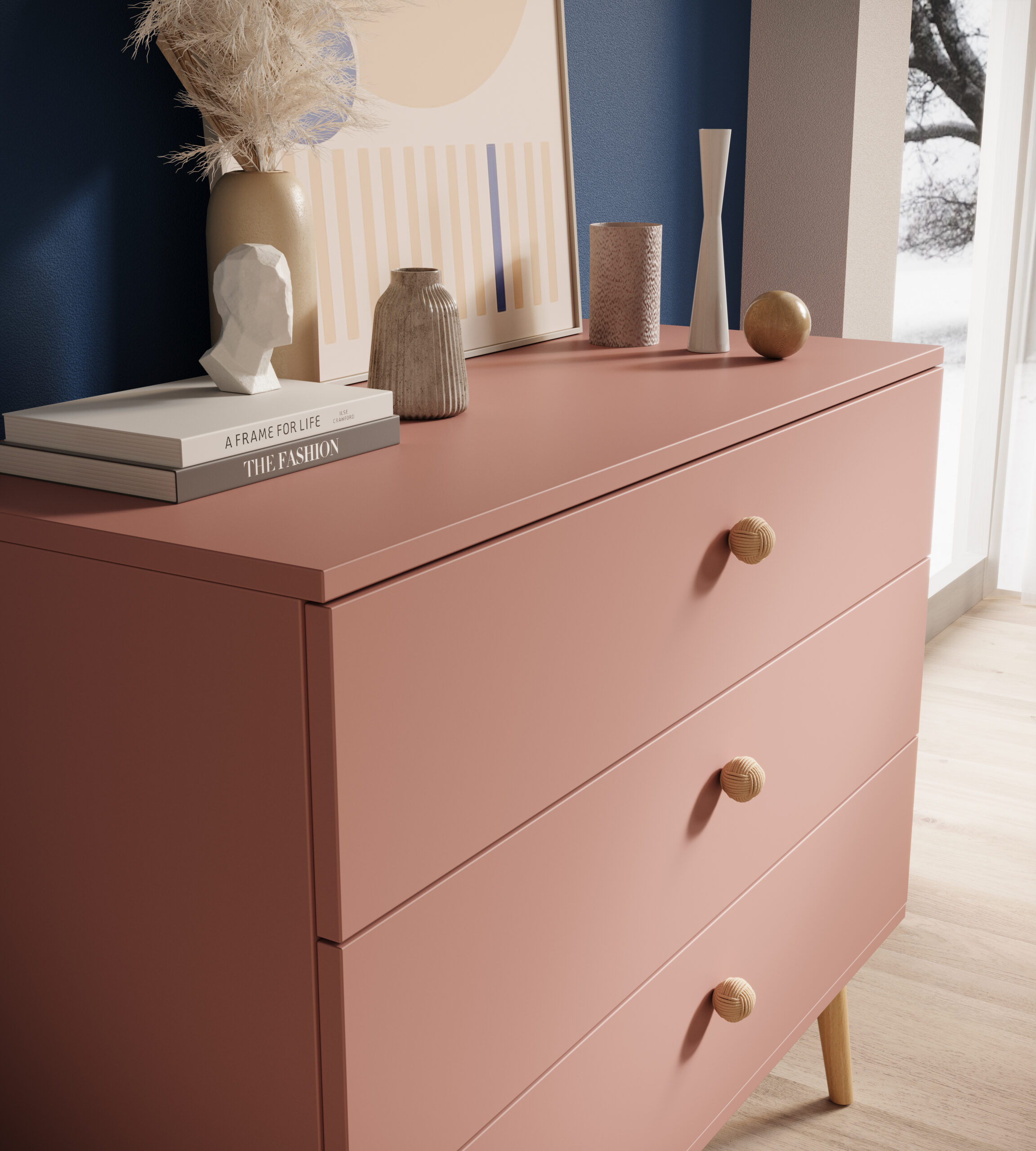 Beni komód - Rózsaszín modern komód – Beni komód - Rózsaszín enteriőr fotó 4