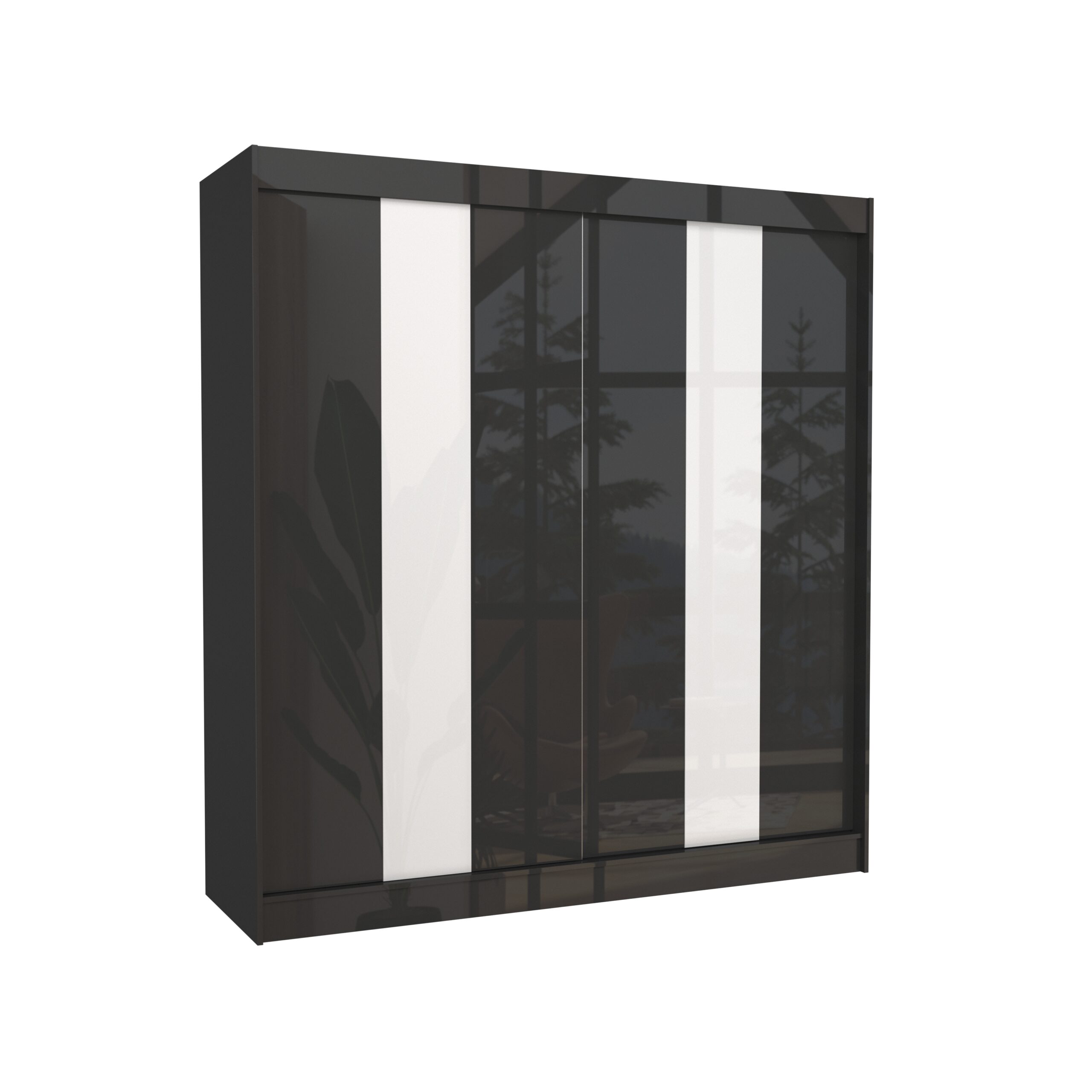 Tolóajtós gardrób Tolóajtós szekrény KAREN 200 - Fekete Fekete