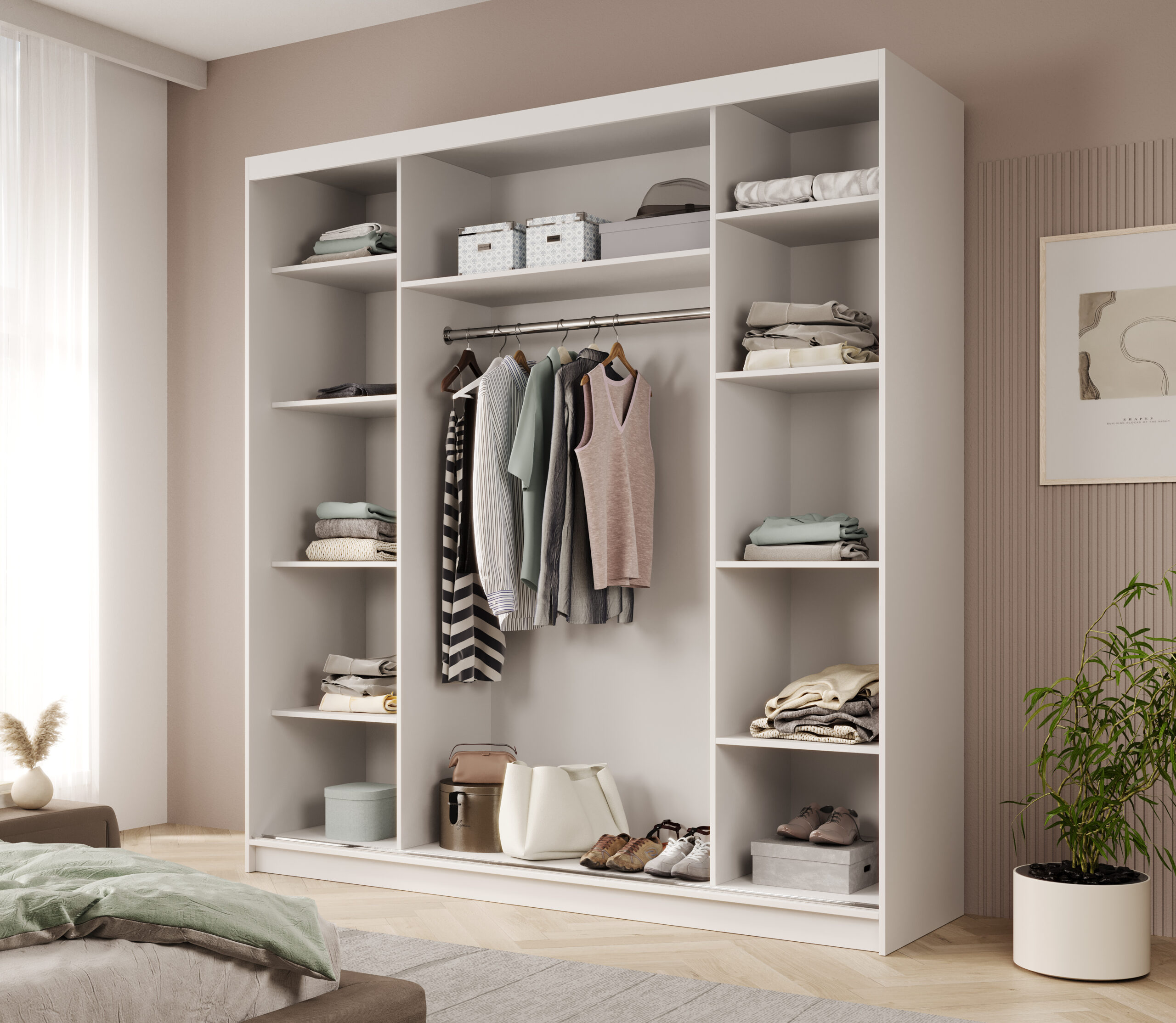 Tolóajtós gardrób Greta tolóajtós szekrény 200 - Fehér Tolóajtós gardrób Greta tolóajtós szekrény 200 - Fehér - Image 3