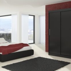 Tolóajtós gardrób Tolóajtós szekrény LINCOLN 180 - Fekete Fekete