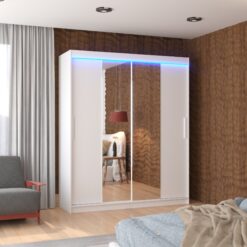 Tükörrel és LED világítással ellátott tolóajtós szekrény DALLAS 180