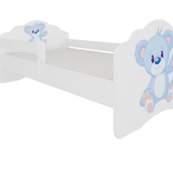 Gyerekágy Ágy matraccal és korláttal CASIMO BLUE BEAR 140x70 - Fehér Fehér