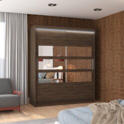 Tükörrel és LED világítással ellátott tolóajtós szekrény TOLEDO 180