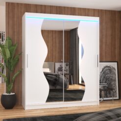 Tolóajtós szekrény tükörrel és LED világítással MEDISON 180