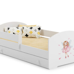 Gyerekágy Ágy matraccal, korláttal és fiókkal PEPE GIRL WITH WINGS 140x70 - Fehér korláttal és fiókkal PEPE GIRL WITH WINGS 140x70