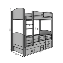 Leia háromszemélyes gyerekágy 180x80 matraccal - Fehér