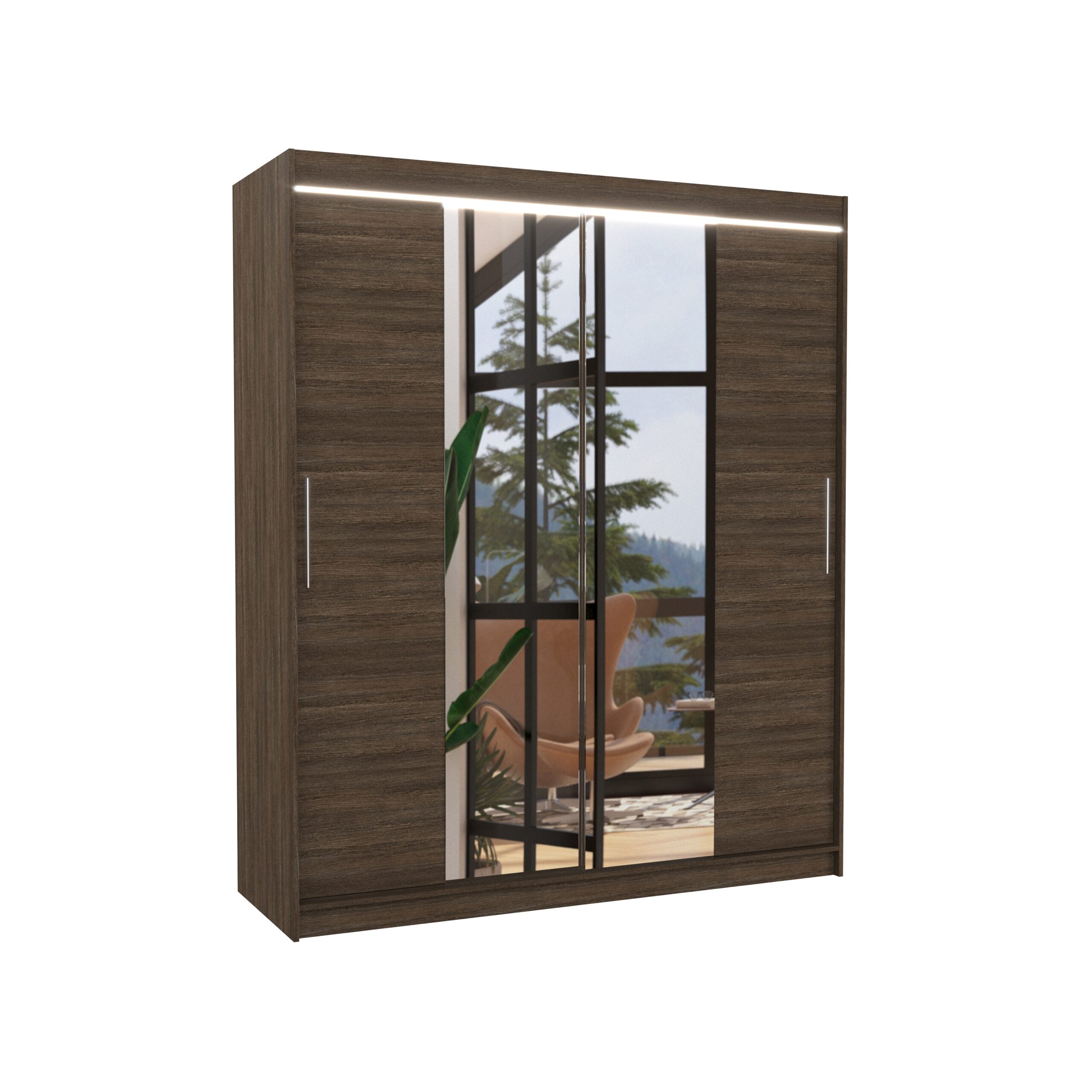 Tolóajtós gardrób Tükörrel és LED világítással ellátott tolóajtós szekrény DALLAS 180 - Csoki Csoki
