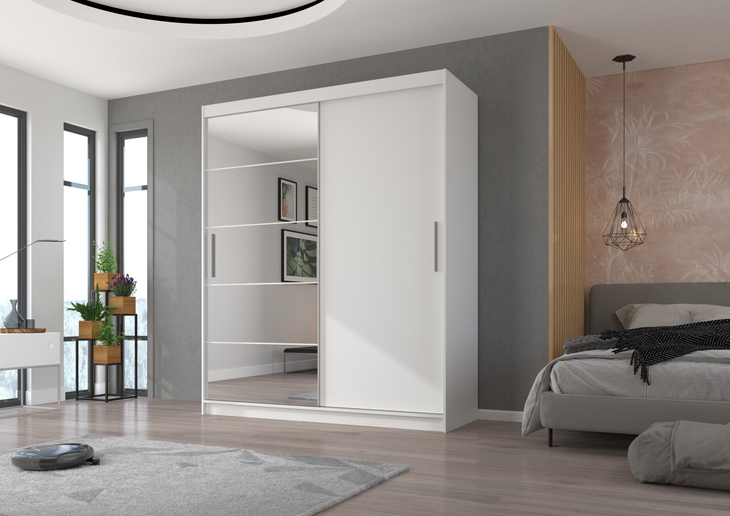 Tolóajtós gardrób Tolóajtós szekrény tükörrel ESTI 180 - Fekete Tolóajtós szekrény tükörrel ESTI 180