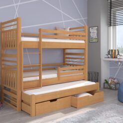 Háromszintes emeletes ágy matraccal HIPPO 200x90