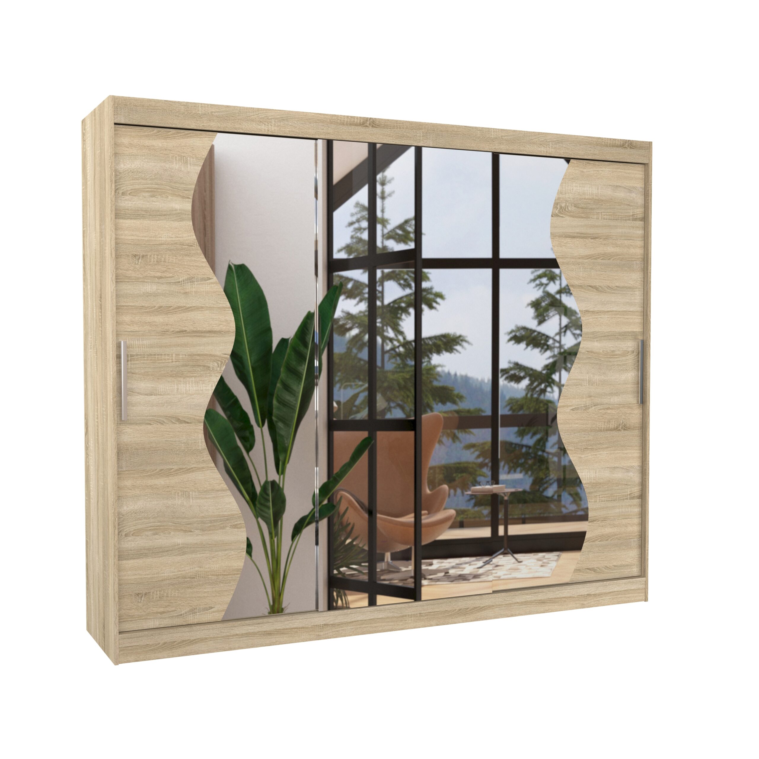 Tolóajtós gardrób Tükrös tolóajtós szekrény SHARON 250 - Sonoma Sonoma