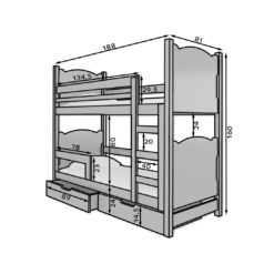 Gyerekágy Kétszemélyes emeletes ágy matracokkal MARABA - Fehér