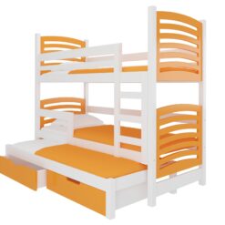 Gyerekágy Háromszemélyes emeletes ágy matracokkal SORIA - Fehér Fehér