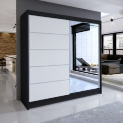 Tolóajtós gardrób Tükrös tolóajtós szekrény CARO 180 - Fekete Fekete