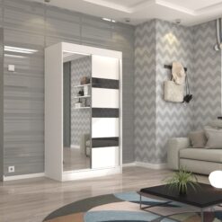 Tolóajtós szekrény tükörrel és lacobellel TOURA 120