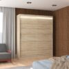 Tolóajtós gardrób LED világítással ellátott tolóajtós szekrény LINCOLN 180 - Sonoma LED világítással ellátott tolóajtós szekrény LINCOLN 180