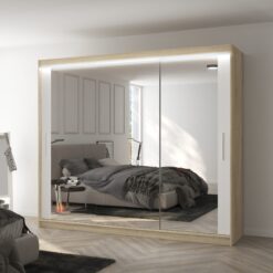 LED tükrös tolóajtós szekrény CHESTER 250