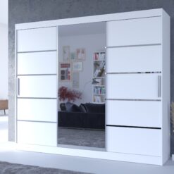 Tolóajtós gardrób Tükrös tolóajtós szekrény SALTO 250 - Fehér Fehér