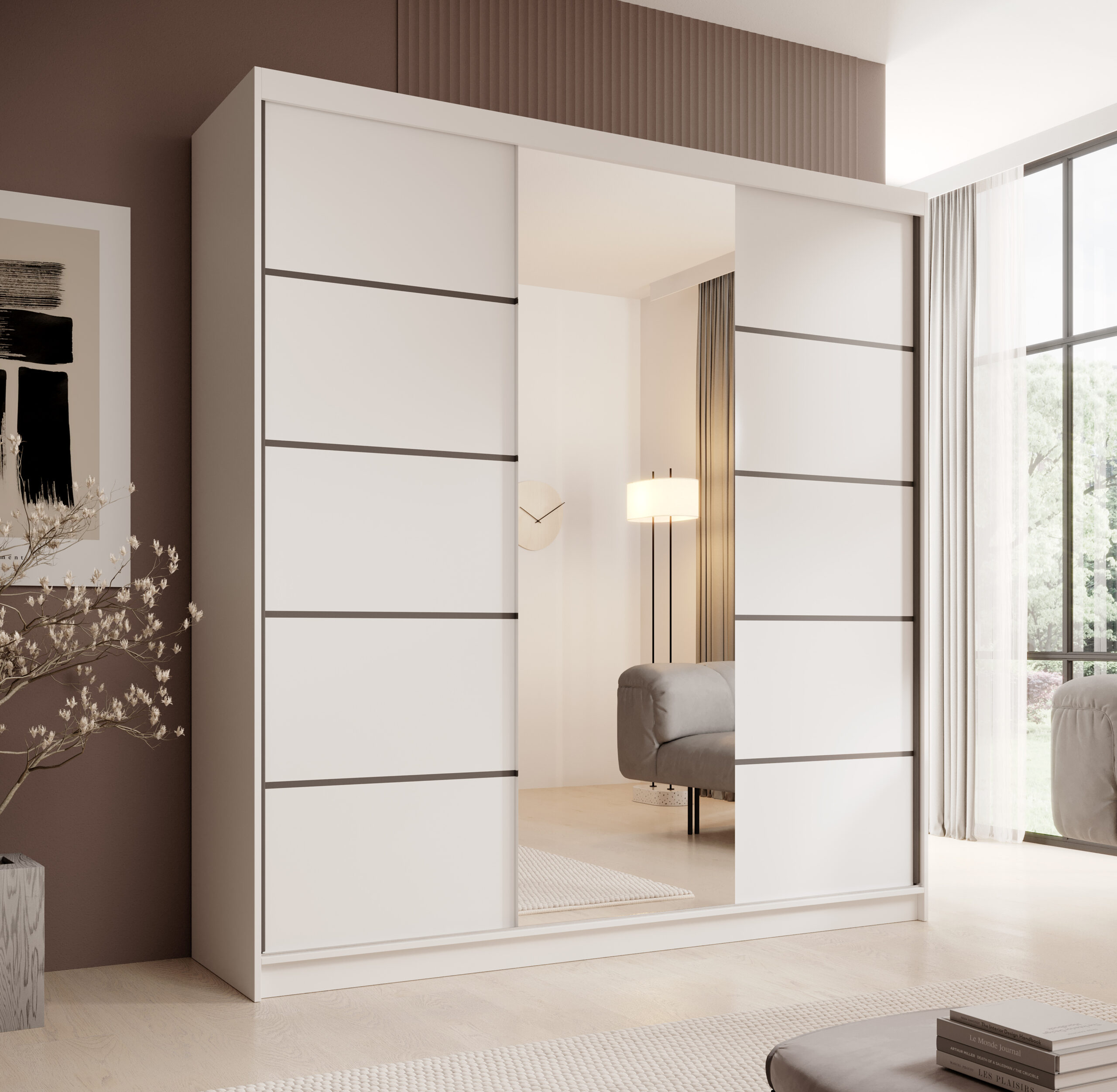 Tolóajtós gardrób Sonic tükrös tolóajtós szekrény 200 - Fehér Fehér