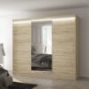 Tolóajtós gardrób Tolóajtós szekrény tükörrel és LED világítással DENIS 250 - Sonoma Tolóajtós szekrény tükörrel és LED világítással DENIS 250