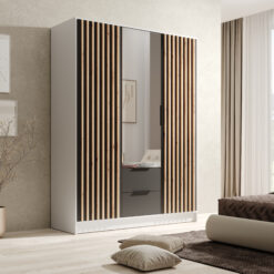 Gardrób Neri 150 ajtós szekrény tükrökkel - Fehér Fehér