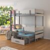 Emeletes ágy Háromszemélyes emeletes ágy ETAPO 200x90 - Grafitszürke Háromszemélyes emeletes ágy ETAPO 200x90