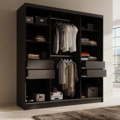 Tolóajtós gardrób Tola 200 tolóajtós szekrény - Fekete