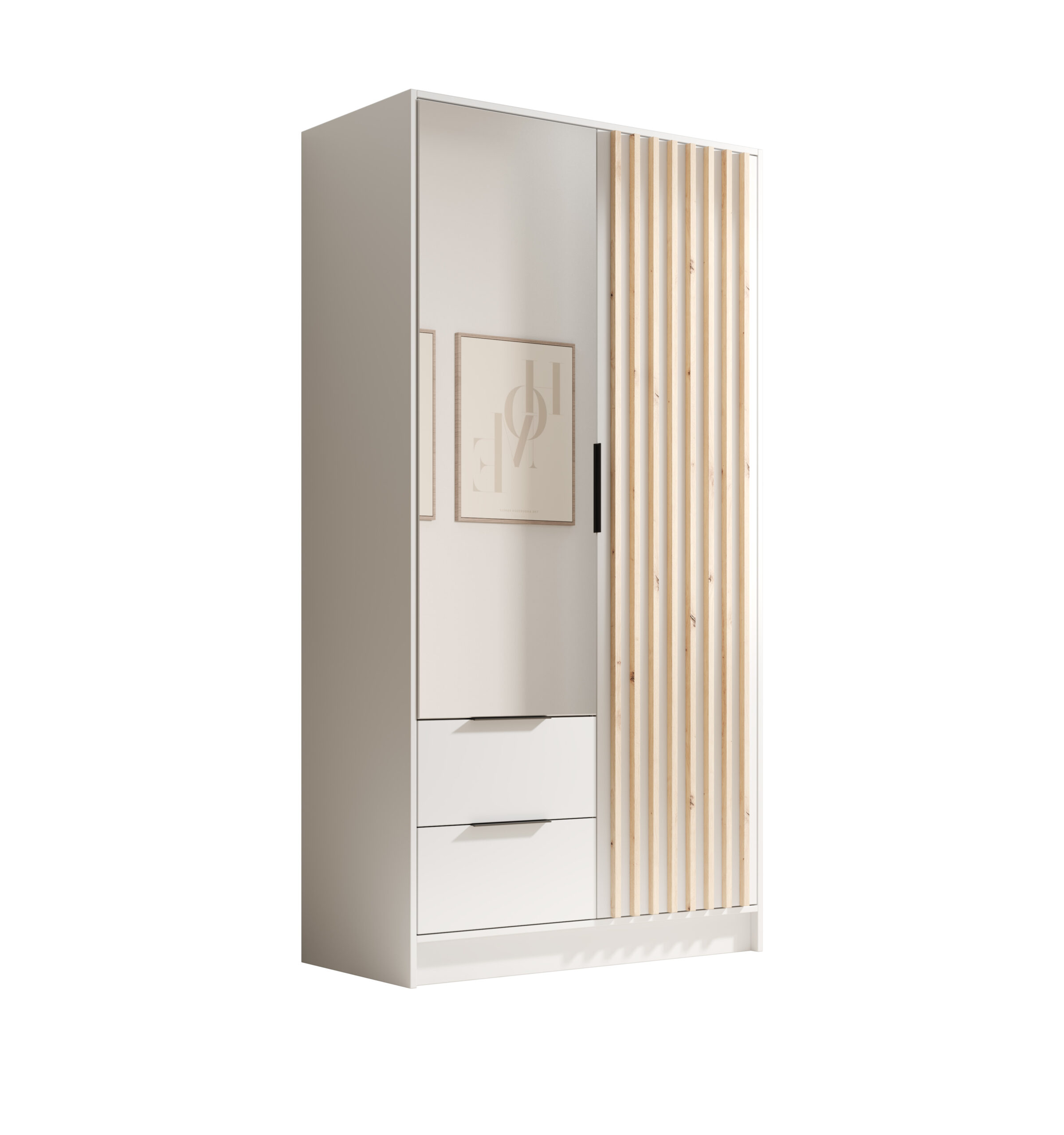 Gardrób Neri 100 ajtós szekrény tükrökkel - Fehér Neri 100 billenő szekrény tükrökkel