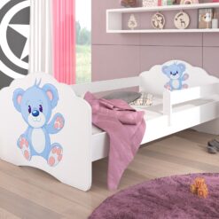Ágy matraccal és korláttal CASIMO BLUE BEAR 140x70