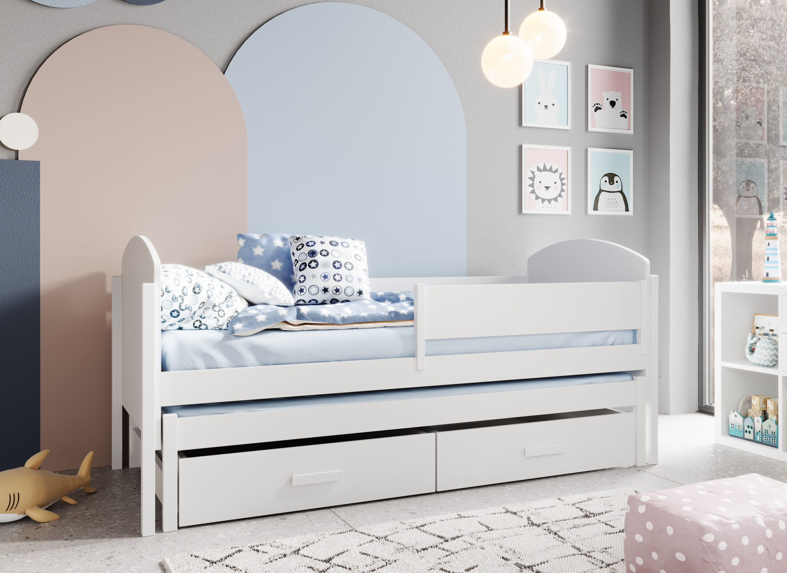 Olen kétszemélyes gyerekágy 180x80 matraccal - Fehér Fehér