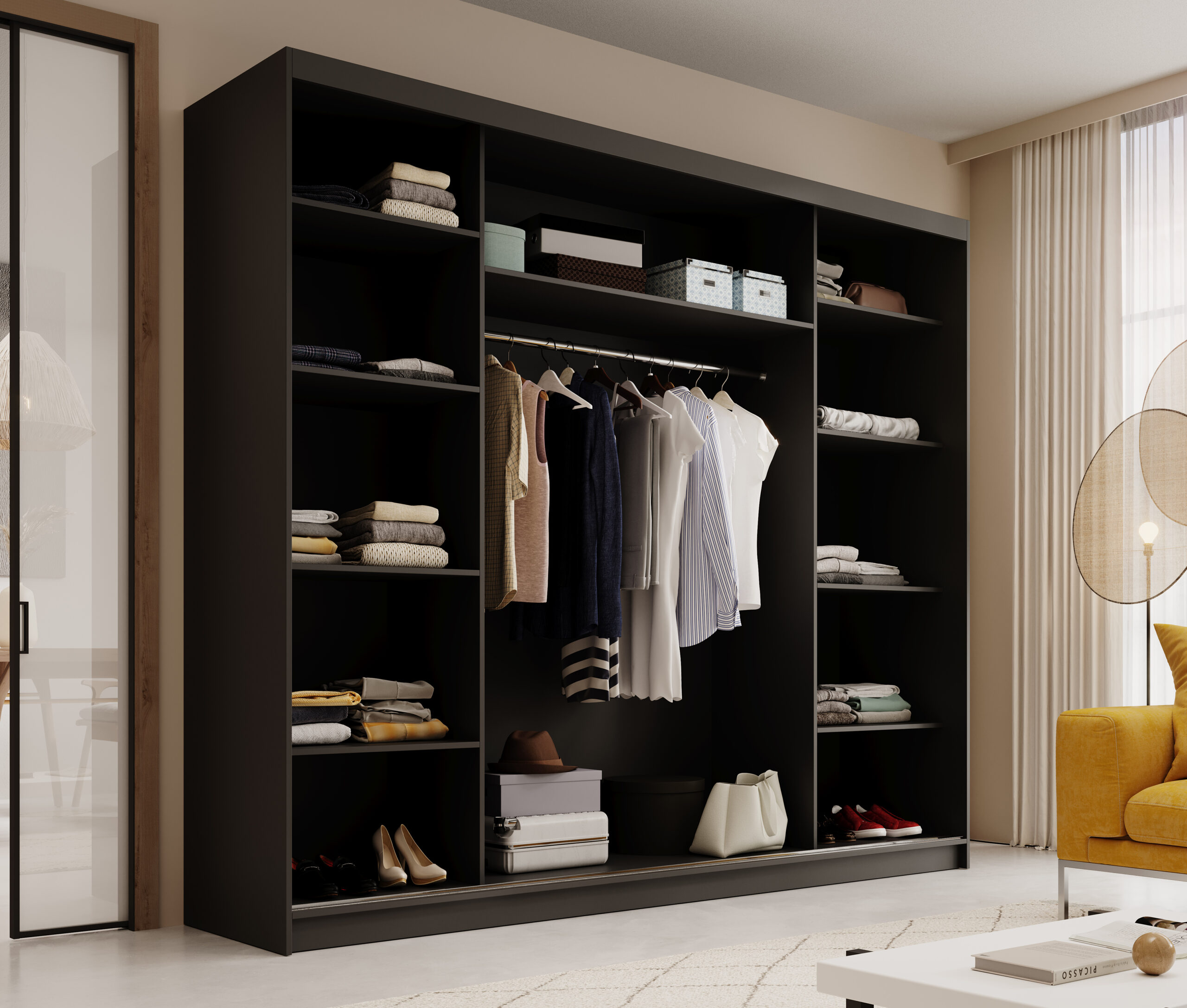 Tolóajtós gardrób Tolóajtós szekrény Andy 250 - Fekete Tolóajtós gardrób Tolóajtós szekrény Andy 250 - Fekete - Image 3