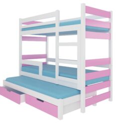 Gyerekágy Háromszemélyes emeletes ágy matracokkal KARLO - Fehér Fehér
