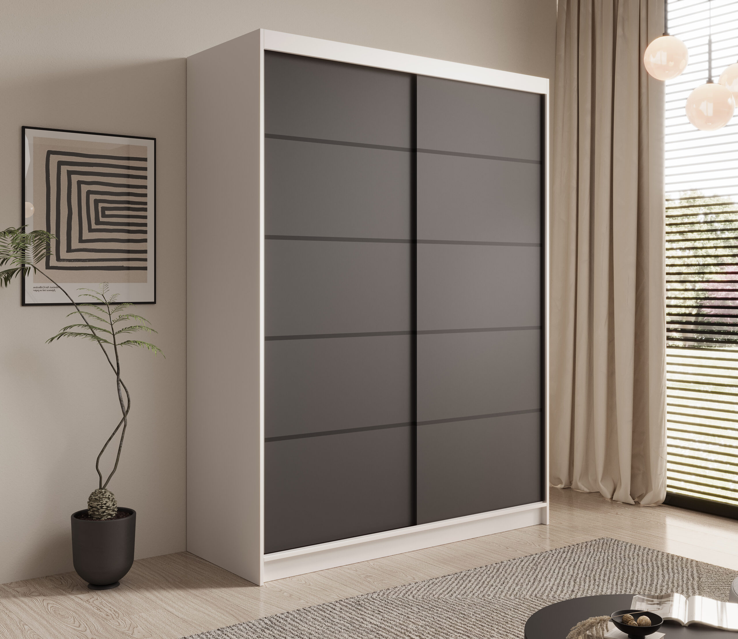 Tolóajtós gardrób Tolóajtós szekrény Calma 150 - Fehér Fehér