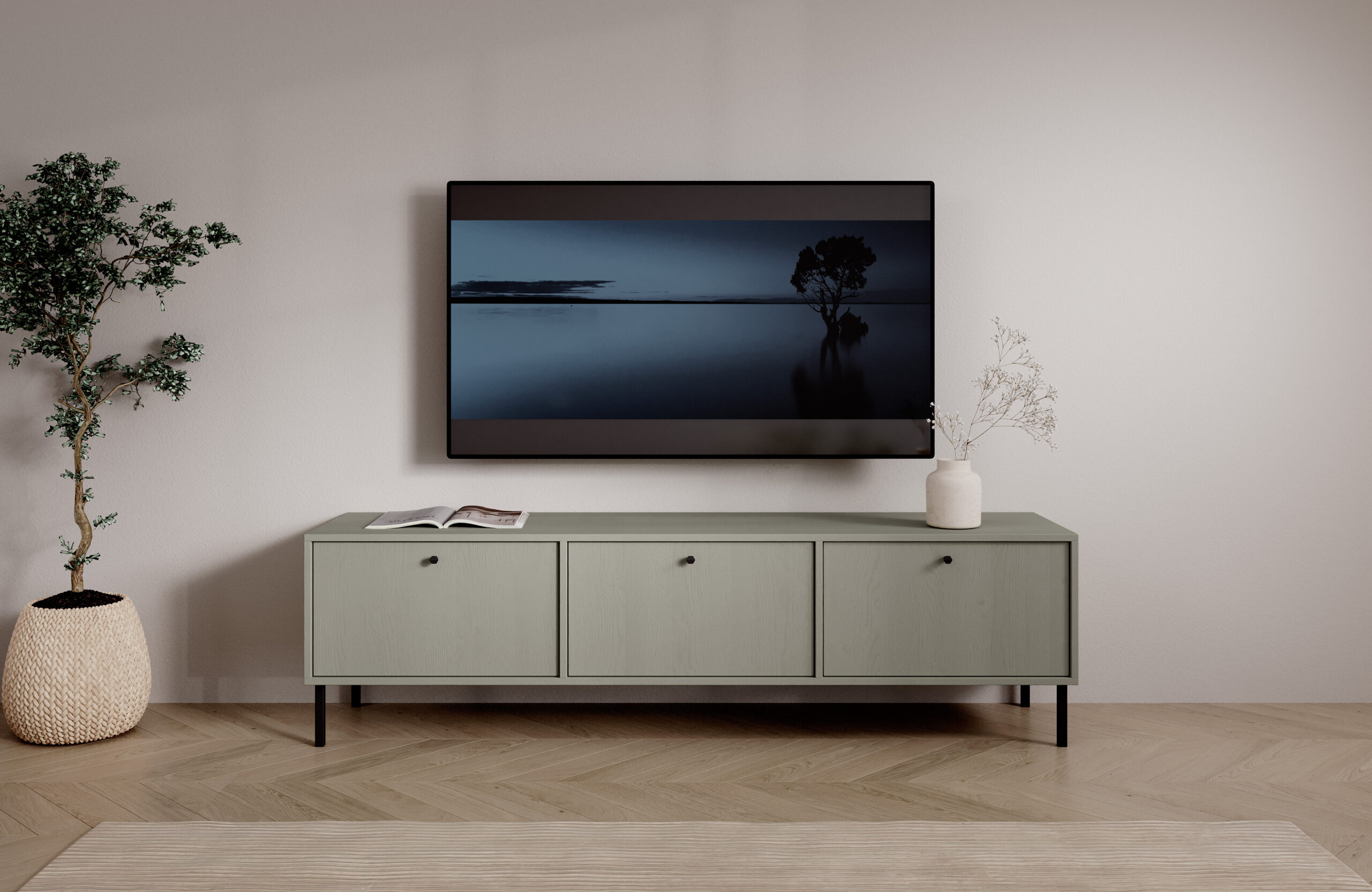 TV szekrény Tili 3D TV-szekrény - Eukaliptusz TV szekrény Tili 3D TV-szekrény - Eukaliptusz - Image 4