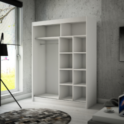 Tolóajtós gardrób Tolóajtós szekrény tükörrel és lacobellel TOURA 150 - Fehér