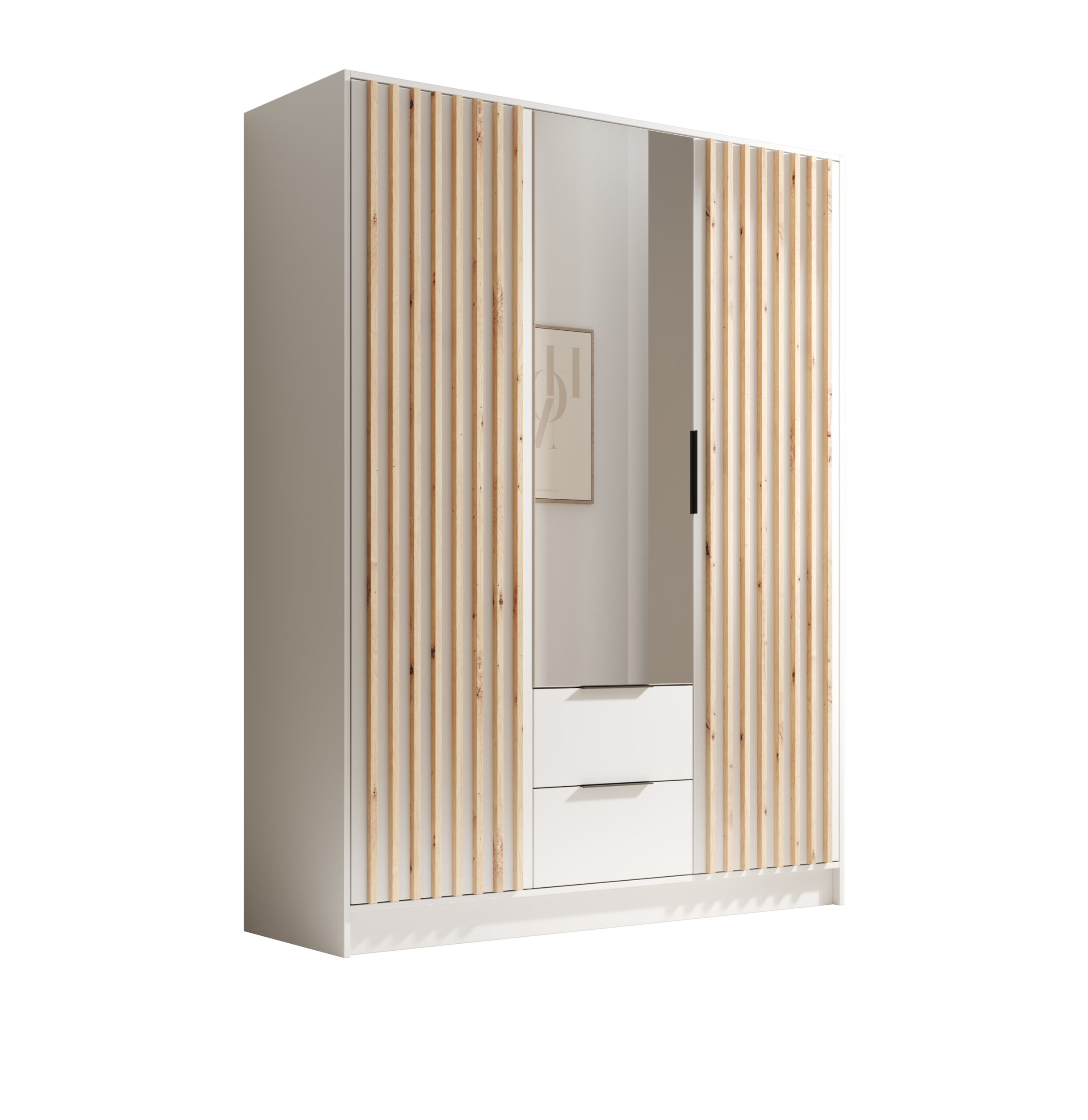 Gardrób Neri 150 ajtós szekrény tükrökkel - Fehér Neri 150 billenő szekrény tükrökkel