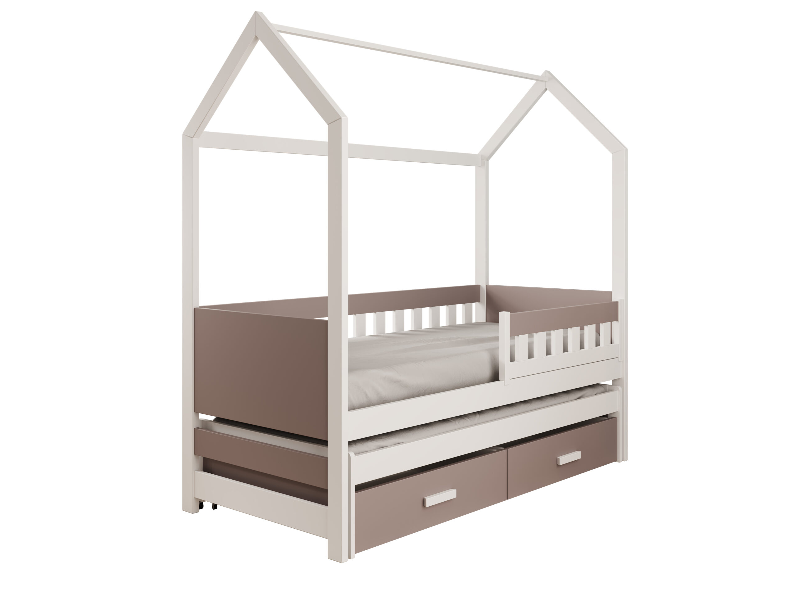 Gyermekágy Jaspis házikó ágy matraccal - Fehér Jaspis házikó ágy matraccal