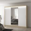 Tolóajtós gardrób Tolóajtós szekrény tükörrel és LED világítással DENIS 250 - Sonoma Tolóajtós szekrény tükörrel és LED világítással DENIS 250