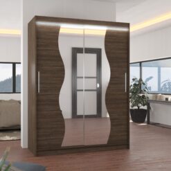 Tükörrel és LED világítással ellátott tolóajtós szekrény RENZO 150