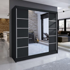Tolóajtós gardrób Tükrös tolóajtós szekrény TRAVES 180 - Fekete Fekete