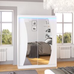 Tükörrel és LED világítással ellátott tolóajtós szekrény MODESTO 150