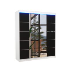 Tolóajtós gardrób Tolóajtós szekrény tükörrel és LED világítással TRAVES 180 - White White