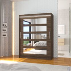 Tükörrel és LED világítással ellátott tolóajtós szekrény MURANI 150