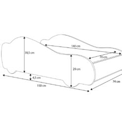 Gyerekágy LED BATCAR matraccal és világítással 140x70 ágy - Kék