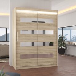 Tükörrel és LED világítással ellátott tolóajtós szekrény BALTIC 150