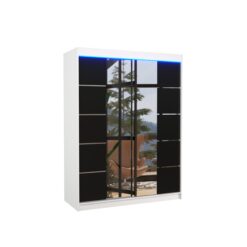 Tolóajtós gardrób Tükörrel és LED világítással ellátott tolóajtós szekrény NORDIC 150 - Fehér Fehér