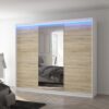 Tolóajtós gardrób Tolóajtós szekrény tükörrel és LED világítással DENIS 250 - Fehér Tolóajtós szekrény tükörrel és LED világítással DENIS 250