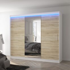 Tolóajtós szekrény tükörrel és LED világítással DENIS 250