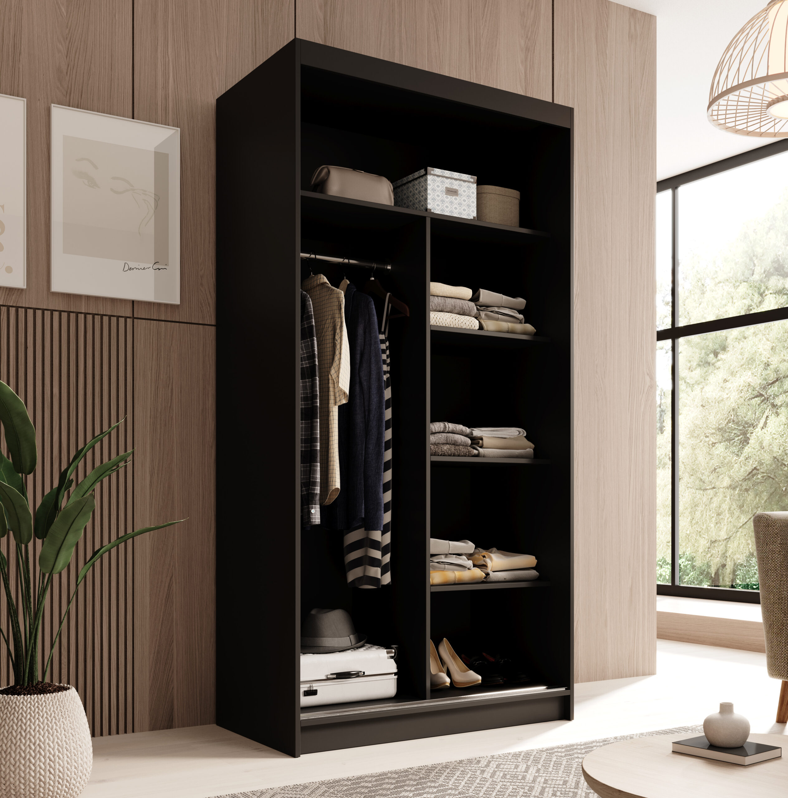 Tolóajtós gardrób Tolóajtós szekrény Laurencja 100 - Fekete Tolóajtós gardrób Tolóajtós szekrény Laurencja 100 - Fekete - Image 3